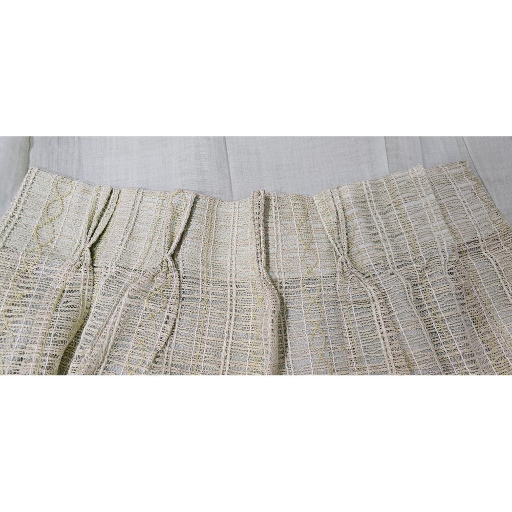 Vintage 50s 60s Open Weave Pinch Pleat Lined Curtain Panels 4pc Set Green 23x81 - Picture 10 of 10